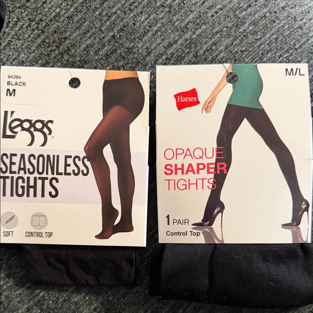 Pack of 2  Black Opaque Shaper Tights control top